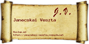 Janecskai Veszta névjegykártya